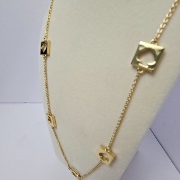 Kate Spade Cut Out Spade Signature Logo Gold Plated Necklace 16" with Extender - Picture 2 of 9